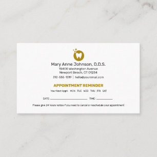 Carte De Visite Rappel de nomination d'un dentiste   Bureau dentai