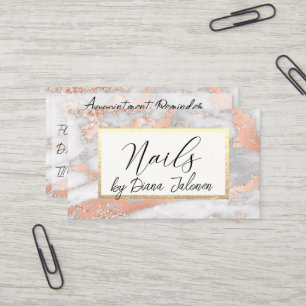 Carte De Visite Rappel de rendez-vous 100 clous Rose Marble