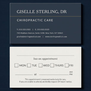 Carte De Visite Rappel de rendez-vous au cabinet de chiropraticien
