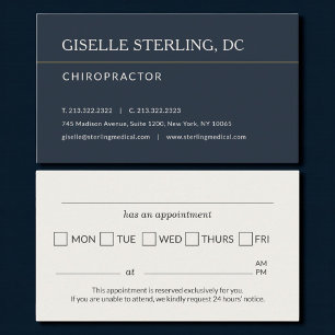 Carte De Visite Rappel de rendez-vous au cabinet de chiropratique