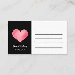 Carte De Visite Rappel de rendez-vous Cœur Rose