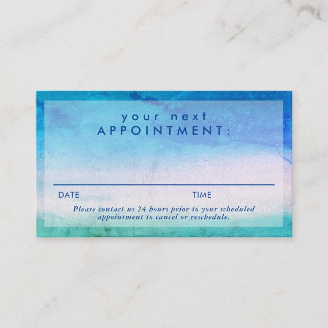 Carte De Visite Rappel de rendez-vous patiné Ocean Blue Green (Devant)