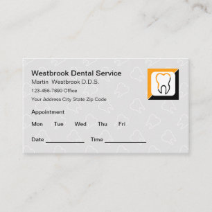 Carte De Visite Rappel de rendez-vous pour le patient dentiste