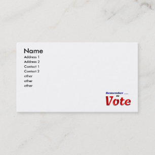 Carte De Visite Rappelez-vous de voter