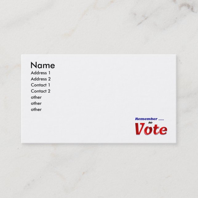 Carte De Visite Rappelez-vous de voter (Devant)
