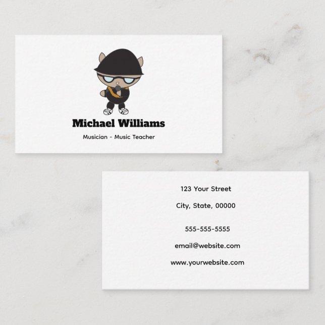 Carte De Visite Rapper Cat Musicien Personnaliser (Devant / Derrière)