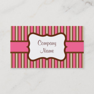 Carte de visite rayée bonbon rose vintage