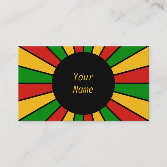 Carte De Visite RAYONS DE BOUTON DE DRAPEAU DE RASTAFARI + votre (Devant)