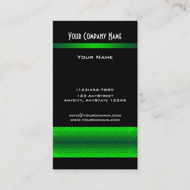 Carte De Visite Rayure de emballage verte et noire moderne (Devant)