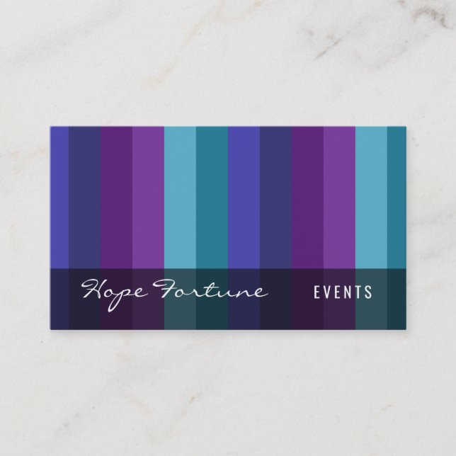 Carte De Visite Rayures audacieuses : Pourpre, framboise, Teal, 01 (Devant)