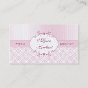 Carte De Visite Rayures blanches roses vintages élégantes de la