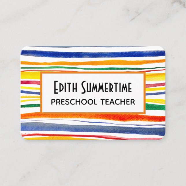 Carte De Visite rayures colorées (Devant)