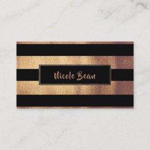 Carte De Visite Rayures de cuivre bronze et noir Chic Moderne Glam