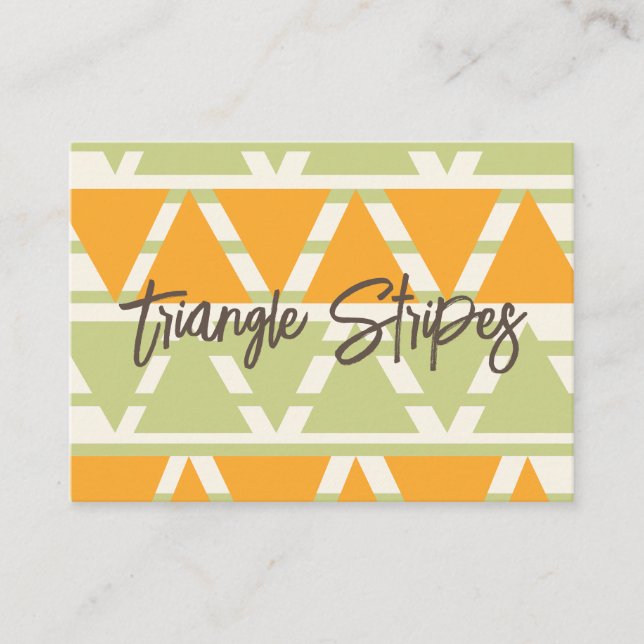 Carte De Visite Rayures de Triangle Vert Orange  (Devant)