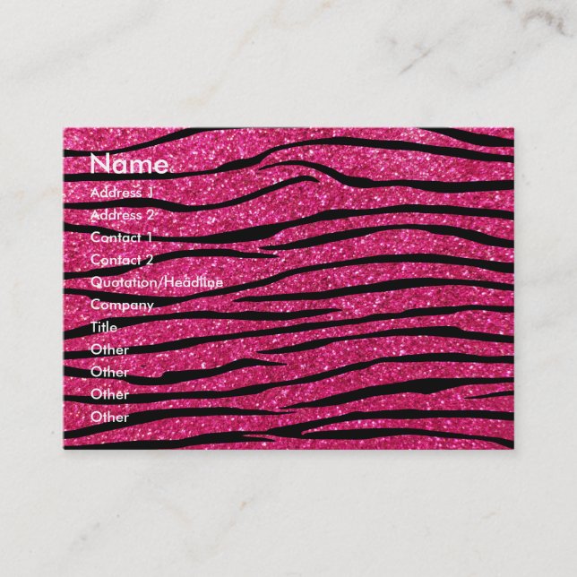 Carte De Visite Rayures de zèbre de parties scintillantes de roses (Devant)