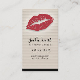 Carte De Visite Rayures élégantes de Pin de Tan avec les lèvres