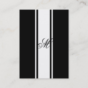 Carte De Visite Rayures et monogramme blancs