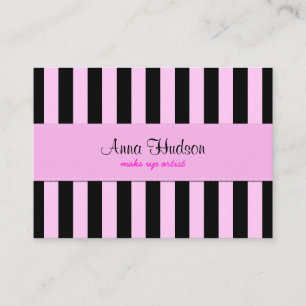 Carte De Visite Rayures (lignes parallèles) - noir rose