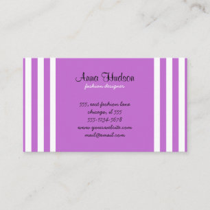 Carte De Visite Rayures (lignes parallèles) - pourpre blanc