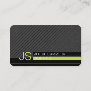 Carte De Visite Rayures Modernes Diagonales   Gris, Vert Citron et