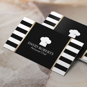 Carte De Visite Rayures noires de boulangerie de chef et blanches