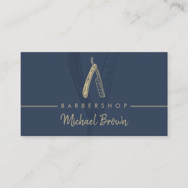 Carte De Visite Razor Barber shop Navy (Devant)