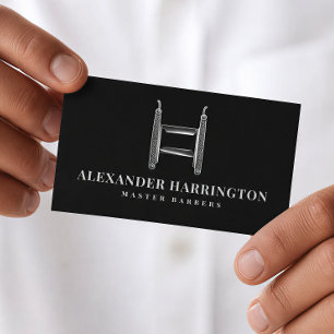 Carte De Visite Razor Monogramme Argent Métallisé A Salon de Coiff
