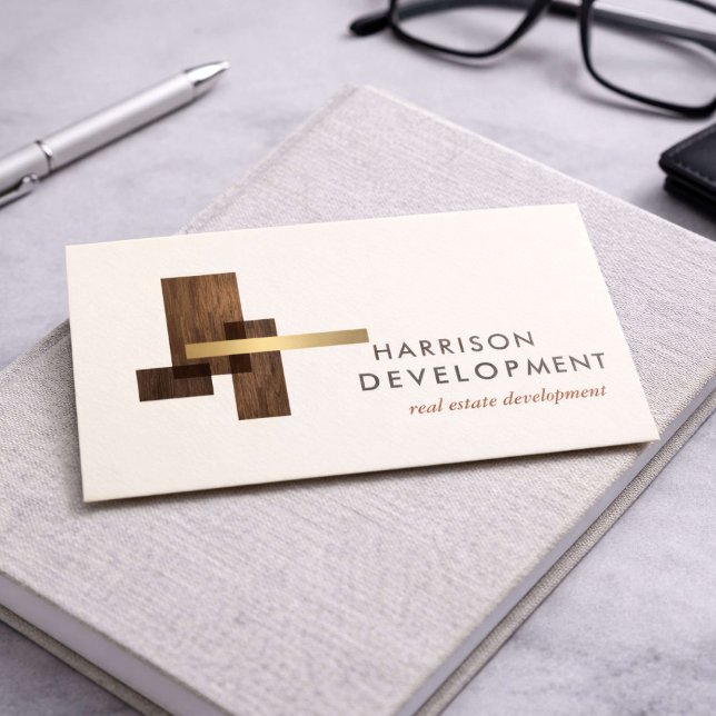 Carte De Visite Real Estate Developer Luxury Logo Ivory (Créateur téléchargé)