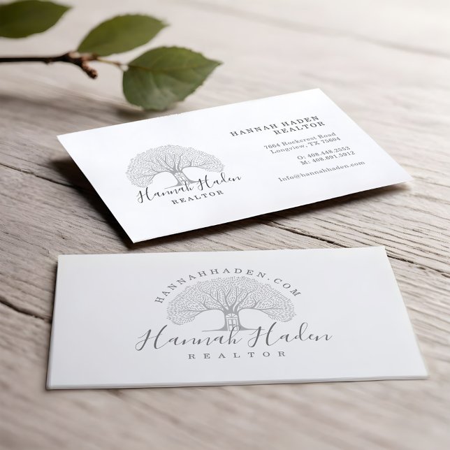 Carte De Visite Réalisateur de logos de la maison arborescente (Flourishing Tree House Real Estate Logo Realtor Business Card)