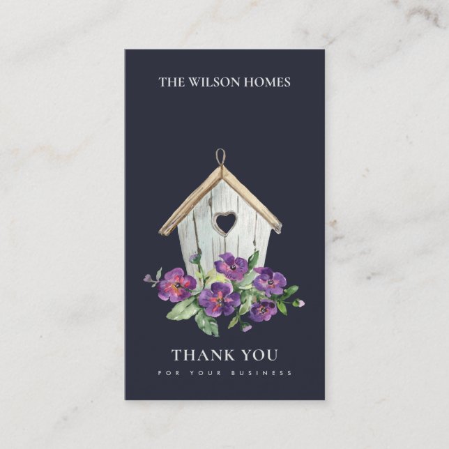 CARTE DE VISITE RÉALISATEUR DE MERCI DE LA MAISON D'OISEAUX FLORAL (Devant)