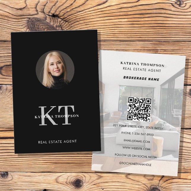 Carte De Visite Réalisateur de photo immobilier professionnel Noir (Professional Real Estate Photo Realtor Black Business Card)