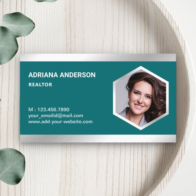 Carte De Visite Réalisateur de photos en acier turquoise (Créateur téléchargé)