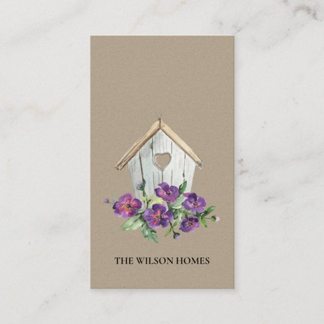 CARTE DE VISITE RÉALISATEUR IMMOBILIER FLORAL DE KRAFT (Devant)