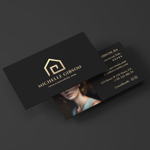 Carte De Visite Réalisateur minimal Logo Maison noire Courtier hyp
