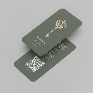 Carte De Visite Réalisateur moderne Immobilier Monogramme Sage Ver