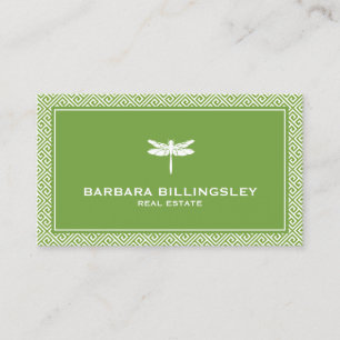 Carte De Visite Réaltor à libellules vert/blanc, concepteur