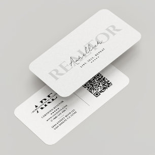 Carte De Visite Realtor Courtier immobilier minimaliste blanc mode