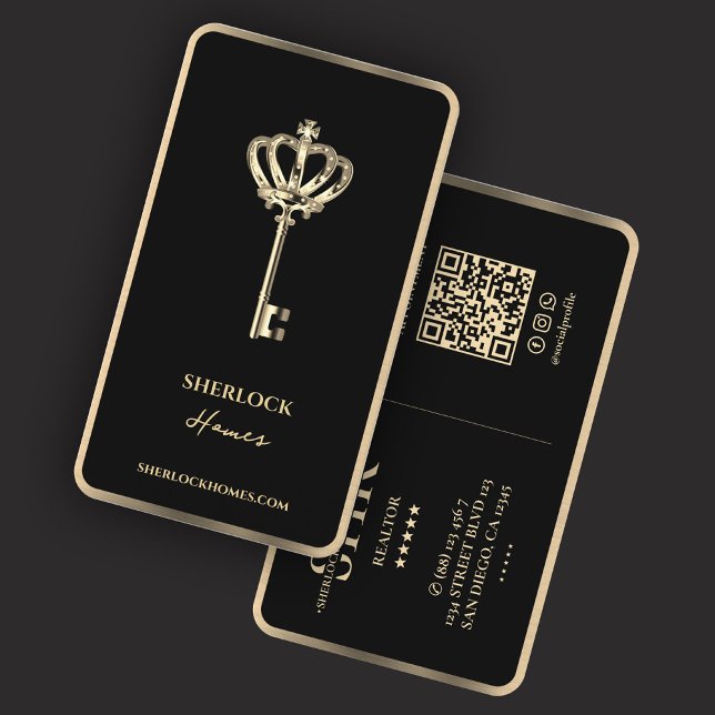 Carte De Visite Realtor Faux Couronne Gold Key Triage hypothèque m (Créateur téléchargé)
