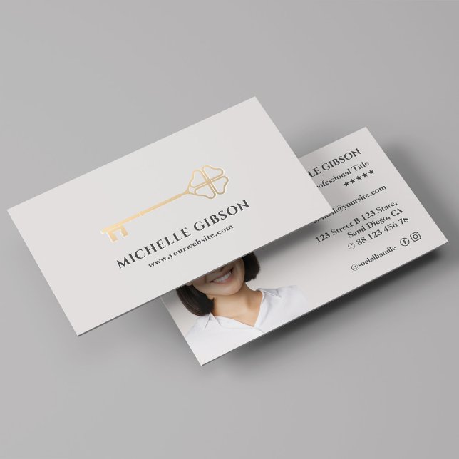 Carte De Visite Realtor Gold Key courtier hypothécaire professionn (Realtor Gold Key Mortgage Broker Professional Business Card
)