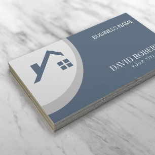 Carte De Visite Realtor immobilier moderne Dusty Blue & Silver