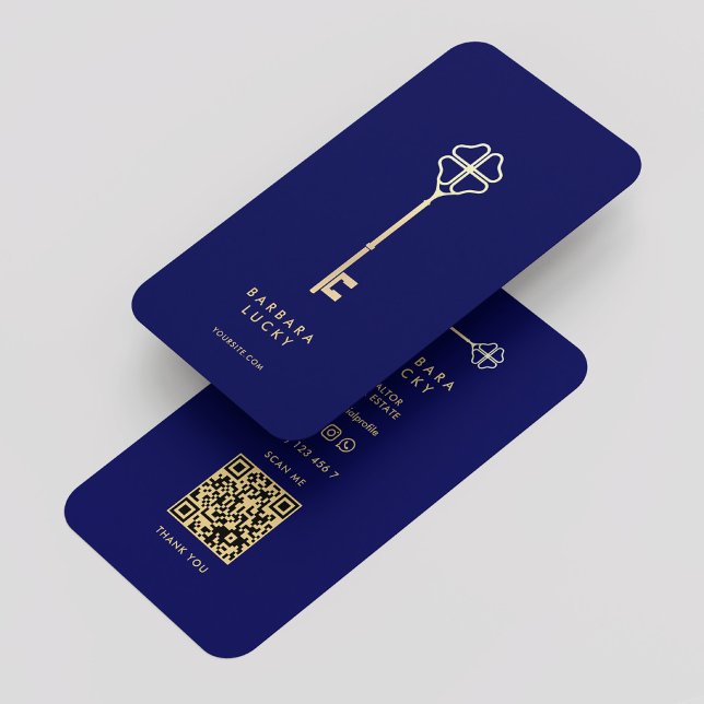 Carte De Visite Realtor Immobilier Royal Blue Gold Key Luxe (Realtor Real Estate Royal Blue Gold Key Luxury Business Card
)