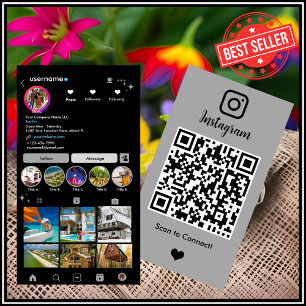 Carte De Visite Realtor Instagram Real Estate Agent Grey QR Code