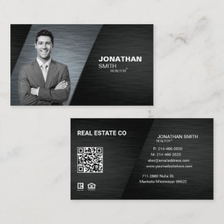 Carte De Visite Realtor, investisseur immobilier, Black Metallic