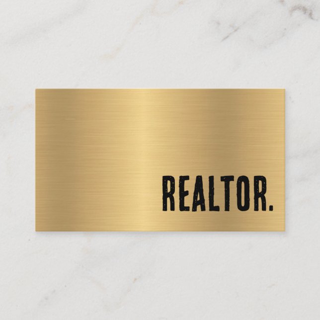 Carte De Visite Realtor métallique brossé Premier Faux Gold (Devant)