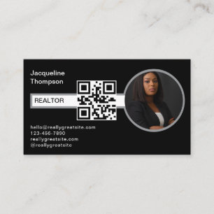 Carte De Visite Realtor Moderne Immobilier Agent Photo QR Code