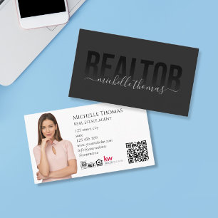 Carte De Visite Realtor Moderne Immobilier Agent Photo QR Code