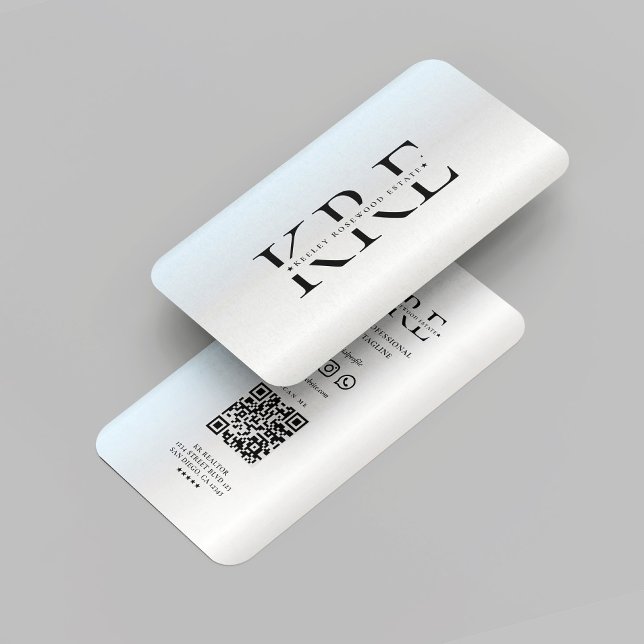 Carte De Visite Realtor Moderne Monogramme Agent Immobilier Argent (Modern Realtor Logo Monogram Real Estate Agent Silver Professional Marketing Elegant Business Card
)