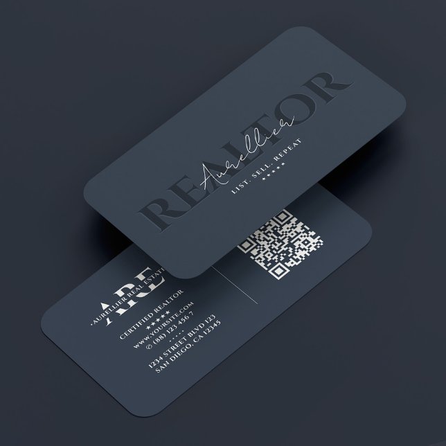Carte De Visite Realtor Monogram Courtier hypothécaire Bleu modern (Realtor Monogram Mortgage Broker Blue Modern Business Card
)