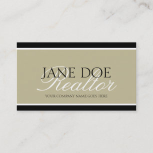 Carte De Visite Realtor Résidentiel Tan/White Script/Black Borders