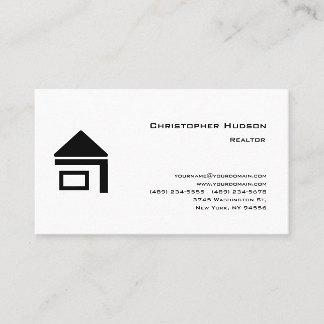 Carte De Visite Realtor simple noir professionnel (Devant)